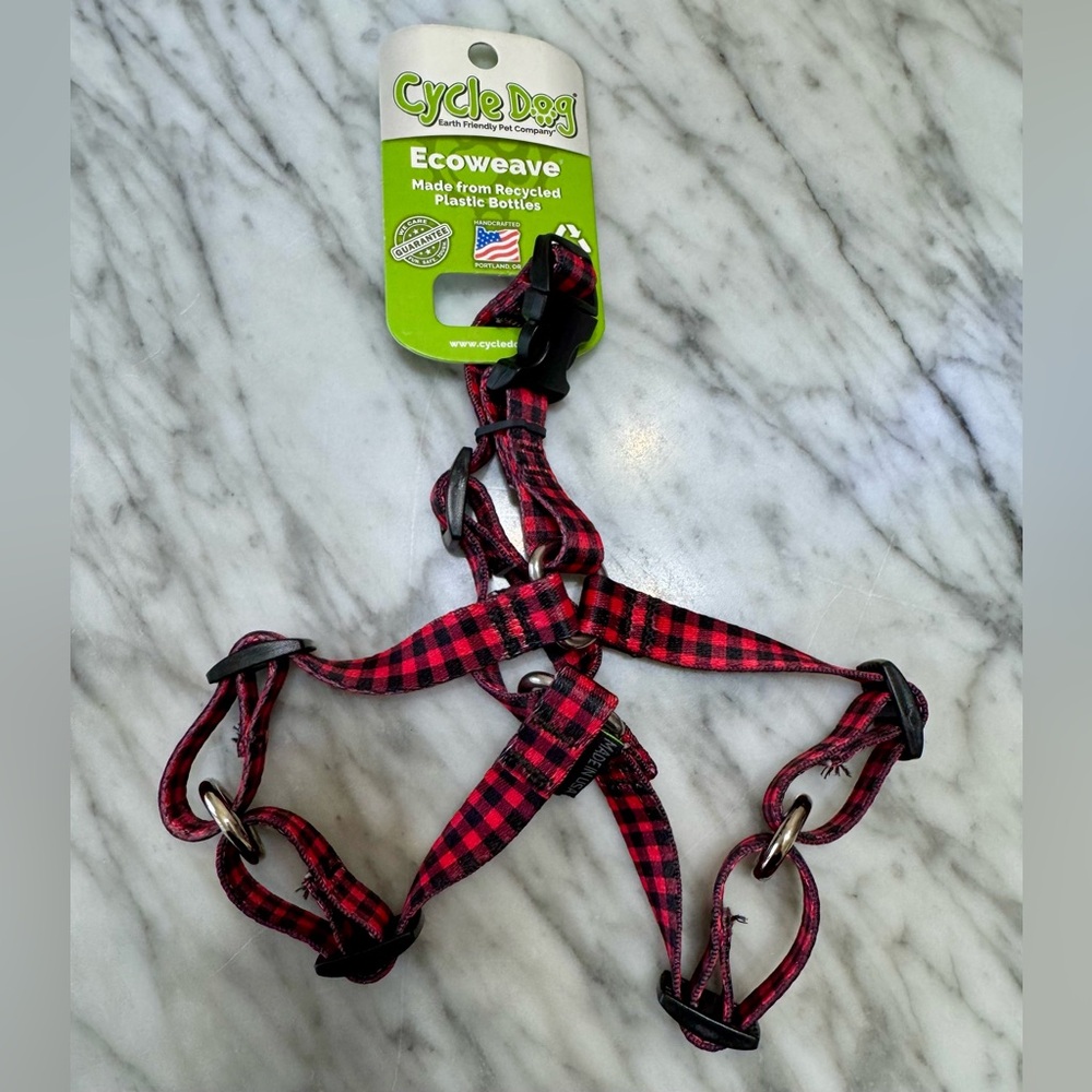 Cycle Dog, Ecoweave, Red Plaid Dog Front Lead Harness, Small
